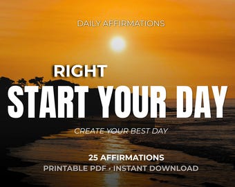 Morning Affirmations Printable PDF – Daily Motivation, Positive Mindset (Instant Download)