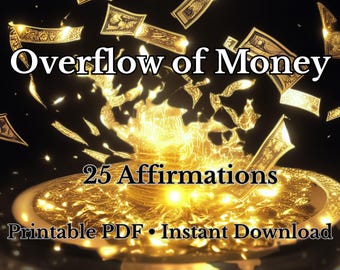 Money Affirmations Printable, Wealth Mindset PDF, 25 Daily Abundance Affirmations (Instant Download)