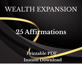 Wealth Expansion Affirmations Printable PDF, 25 Money Mindset Manifestation (Digital Download)