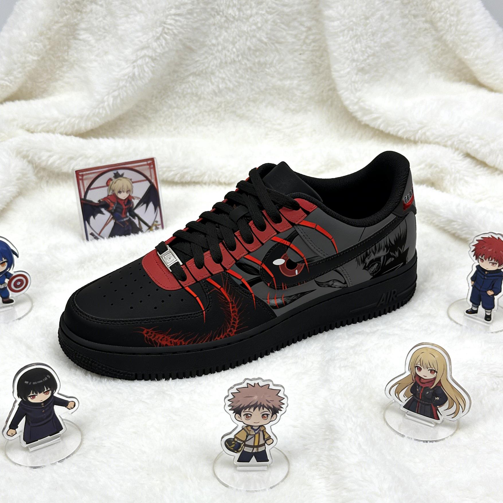 Zapatillas de anime personalizadas pintadas a mano, zapatillas de ghoul, máscara de ojo rojo, zapatillas Kaneki personalizadas, ropa urbana, zapatilla