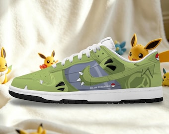 Zapatillas personalizadas de Pocket Monsters, zapatillas de anime Tyranitar pintadas a mano, zapatillas personalizadas para fans del anime, zapatillas deportivas casuales unisex para correr.
