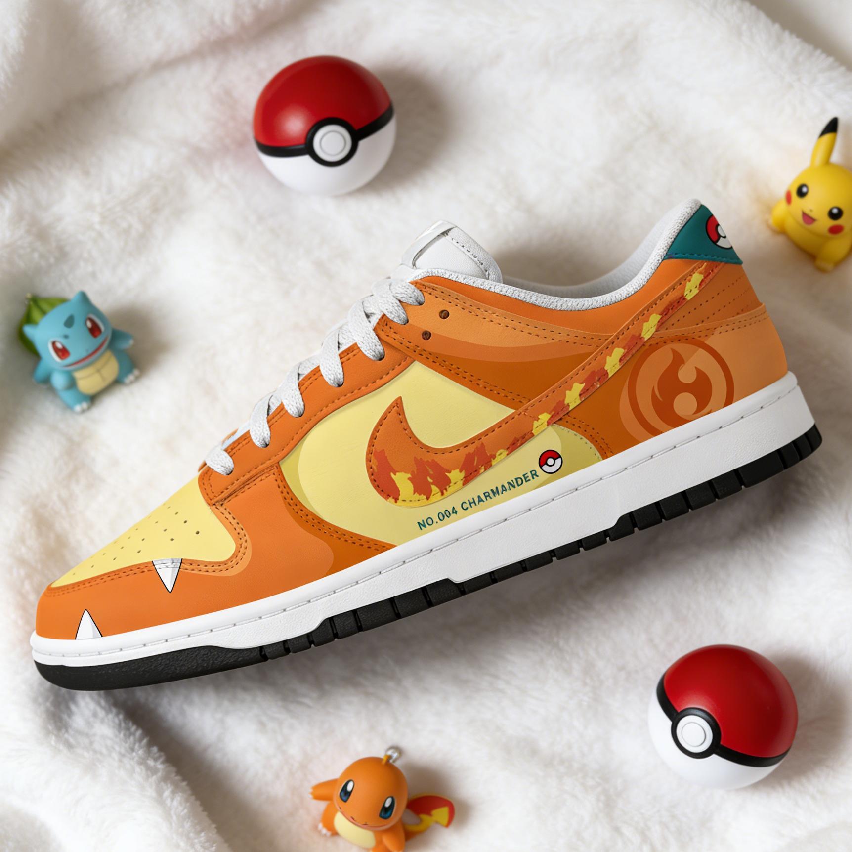 Zapatillas personalizadas de Pocket Monsters, zapatillas de anime Charmander pintadas a mano, zapatillas personalizadas para fans del anime, zapatilla