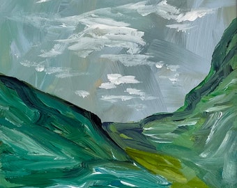 Original Mountain Landscape Painting, Mountain Art, Modern Landscape Paintings, "Saturday Morning"