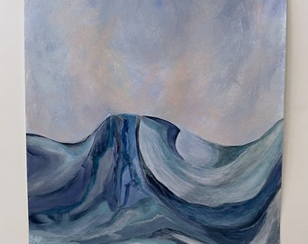 Modern Mountain Landscape Painting, Landscape Art, Original Artwork, Arctic Dream