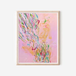 Giclee Fine Art Print of Original Abstract Painting STREAMERS 01 | Abstract Art Print | Pink Abstract Painting | Pink Colored Art