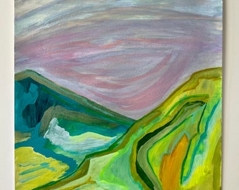 Modern Mountain Landscape Painting, Landscape Art, Original Artwork, "Get Lost. Get Found."