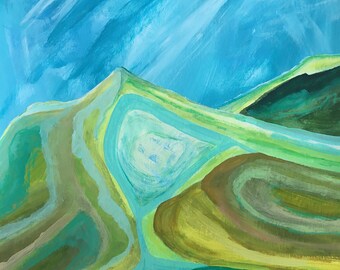 Mountain Art, Landscape Art, Original Artwork, Green With Envy
