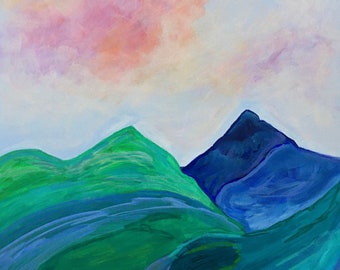 Mountain Art, Landscape Art, Original Artwork, Glorious Summer