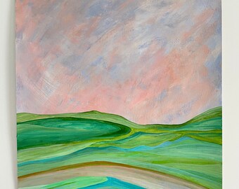 Modern Mountain Landscape Painting, Landscape Art, Original Artwork, "In A Cool Spot."