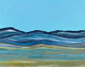 Original Mountain Landscape Painting, Mountain Art, Modern Landscape Paintings, Not A Cloud In The Sky