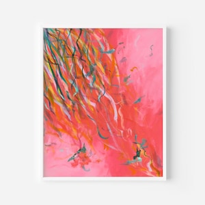 Giclee Fine Art Print: Red Abstract Painting - STREAMERS 05