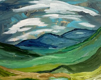 Original Mountain Landscape Painting, Mountain Art, Modern Landscape Paintings, Sunday Morning, OOAK