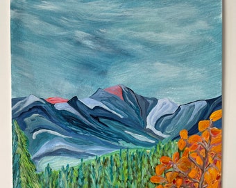 Modern Mountain Landscape Painting, Landscape Art, Original Artwork, "Fall Light."