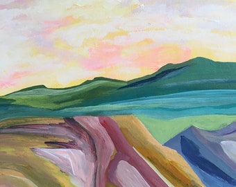 Mountain Art, Landscape Art, Original Artwork, Find Peace