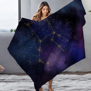 Pegasus Constellation Velveteen Throw Blanket | Mythology Star Map, Celestial Decor