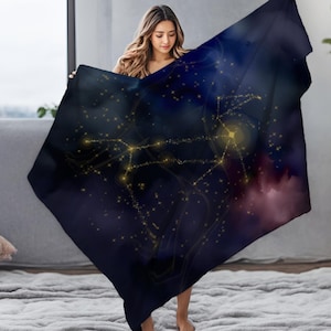 Jeté en velours Canis Major Constellation | Carte des étoiles de Sirius, décor céleste