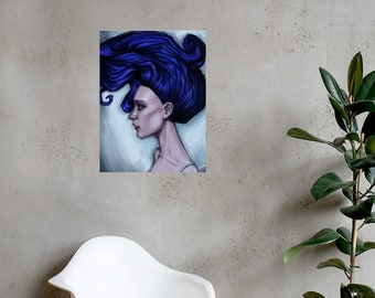 Unframed Blue Portrait Poster, Fantasy Portrait Poster