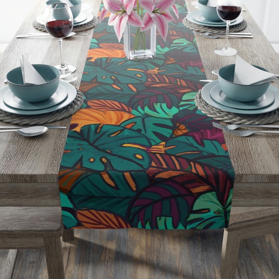 Tropischer Tischlufer, Monstera Blatt Dekor, Boho Sommer Tischwsche,  tropische Hochzeitsdeko - Etsy.de