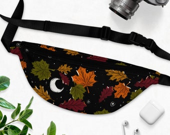 Autumn leaf fanny pack, Fall waist bag, hands free sling bag