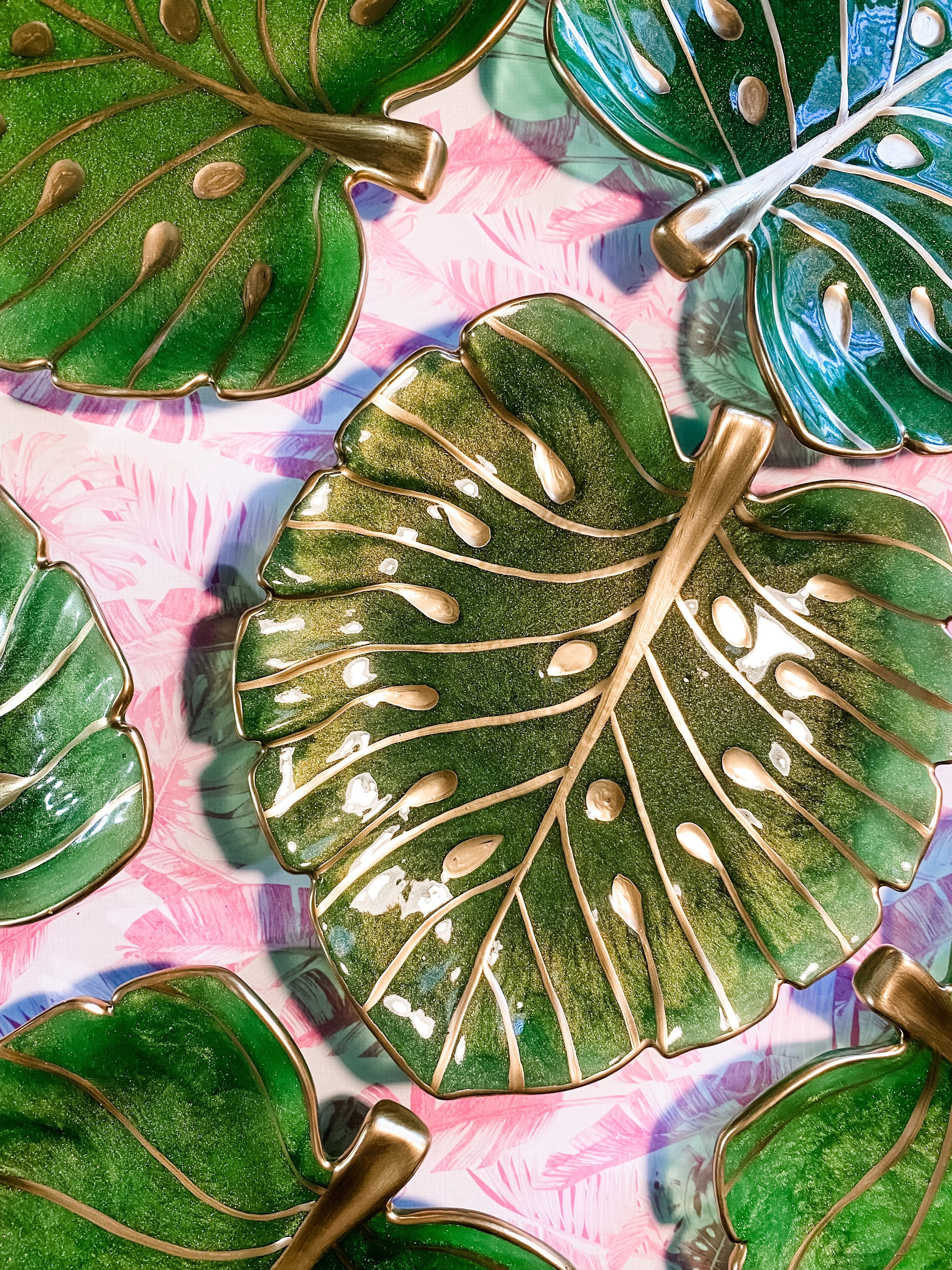 Monstera Leaf Trinket Dish, Gold Accent Jewelry Tray - Etsy