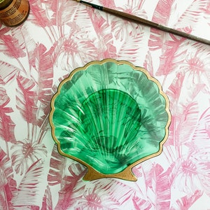 Seashell Dish in any color, glassy trinket tray, jewelry vanity, catch all small tray, soap dish, beach bathroom, nautical decor