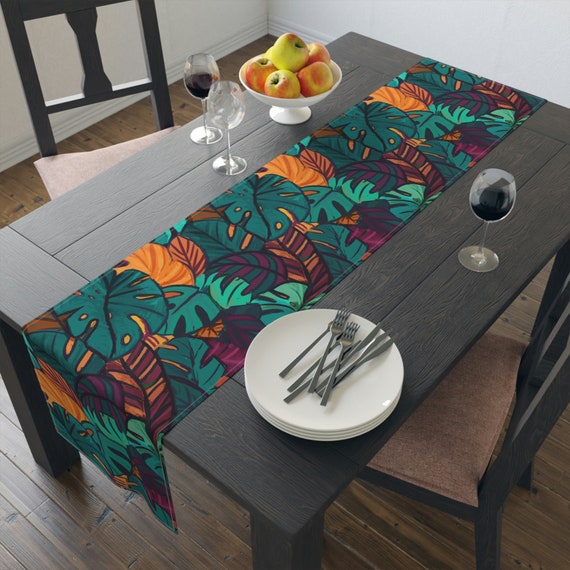Tropischer Tischlufer, Monstera Blatt Dekor, Boho Sommer Tischwsche,  tropische Hochzeitsdeko - Etsy.de