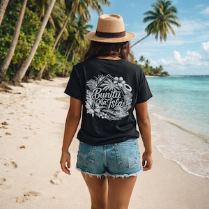 Bunitu Na Isla Guam shirt | palm trees, hibiscus, beach