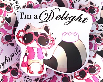 I'm a Delight Raccoon Sticker, Cute Fashion Animal Vinyl Decal, Kawaii Sunglasses Sticker