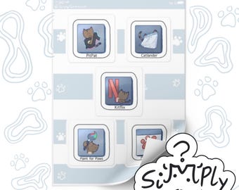 Cute Cat App Icons Sticker Sheet Set 1 | Kawaii Tech Kitty Planner Stickers