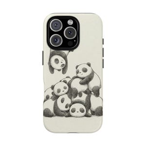 Camera-Hang Panda Phone Case - Tumbling Panda Stack, Cutout Interaction Design