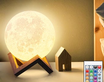 Moonlight Night Light for Kids Adults, 4Inch/3D Printing Moon Lamp Night Lamp for Bedroom Decor, 16 Color Moon Decor for Kids Bedroom Decor
