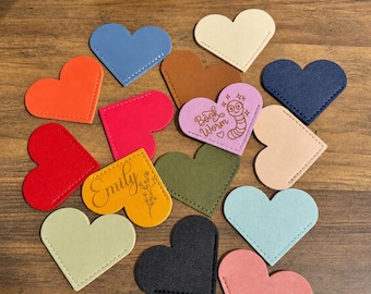 Personalized Heart Bookmarks | Custom Leather Bookmark | Book Lover Gift | Reader Accessory