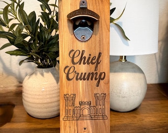 Custom Wall Mount Handmade Bottle Opener, Military Gift, Housewarming, Bar Accessories, Fathers Day