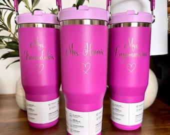 Custom Stanley Cup | Personalized Name Tumbler | 30oz 20oz 14oz Engraved Tumbler Travel Mug