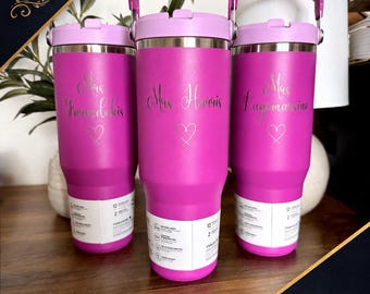 Custom Stanley Cup | Personalized Name Tumbler | 30oz 20oz Engraved Tumbler Travel Mug