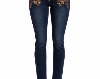 Just Cavalli Printed Pants Jeans Y2K Paisley Leopard Print Skinny