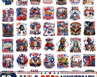 50+ USA 250-jähriges Jubiläum PNG Bundle, 1776-2026 Shirt Designs, 4. Juli PNG, 250 Jahre Freiheit, Semiquincentennial, Gedenktag PNG