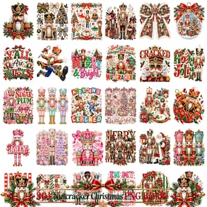 30+ Retro Nötknäppare Jul PNG Bundle, Leksakssoldat, Rosa, Balett (Digital Nedladdning)