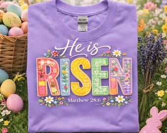 Er ist auferstanden Christian Ostern PNG, Matthäus 28: 6 Floral Cross Sublimation Download