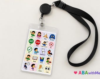 AAC Communication Lanyard | Visual Support Cards for Autism, ABA, Speech Therapy