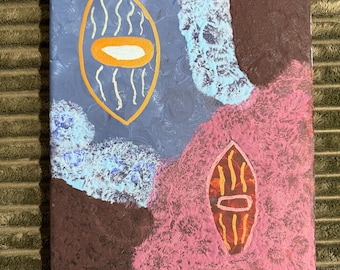 Handgeschilderd acrylportret op doek door jonge kunstenaar – Abstracte gezichtskunst