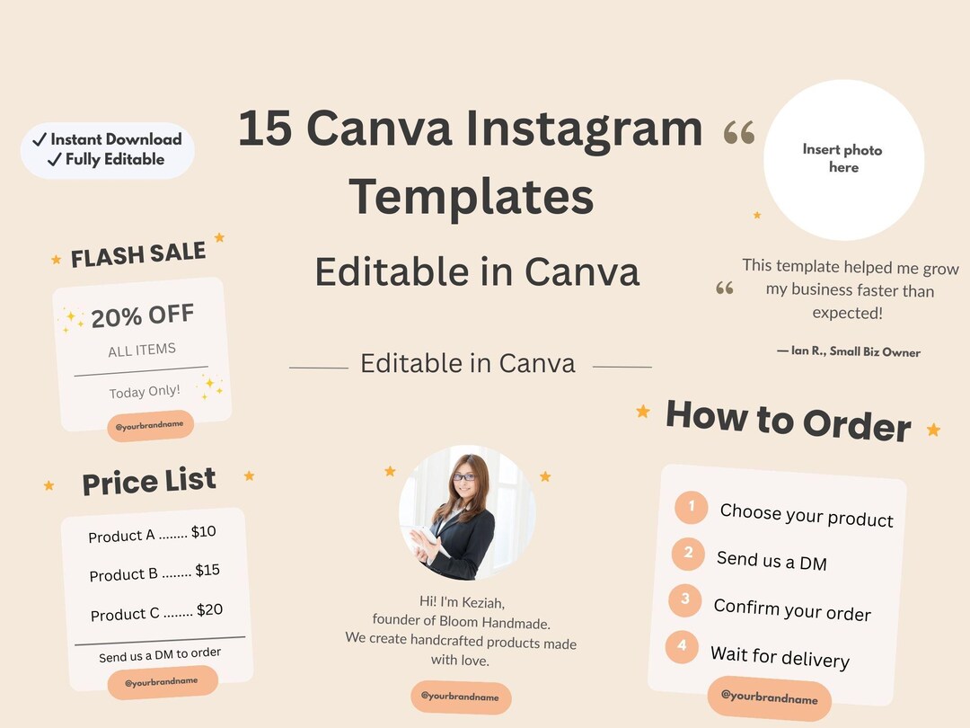 15 Canva Instagram Templates for Small Business | Editable Social Media ...
