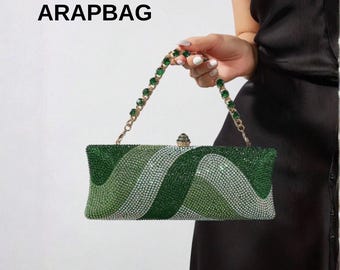 Sac boîte à paillettes avec strass pour femme, pochette de soirée bling bling, sac à main élégant en cristal pour fête de mariage, banquet de bal