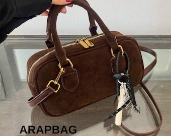 Sac Boston rétro pour femme, grande capacité, mini sac à main bandoulière carré, couleur unie, sac cabas polyvalent avec pendentif