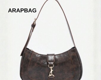 Vintage Sac à main en croissant pour femme Sac à bandoulière minimaliste pour femme avec bandoulière réglable Petit sac à main rétro en bandoulière pour vos sorties quotidiennes