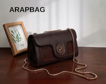 Sac à bandoulière rétro pour femme, texture litchi, sac à bandoulière avec chaîne, petit sac à main pour téléphone portable, mini sac à main élégant