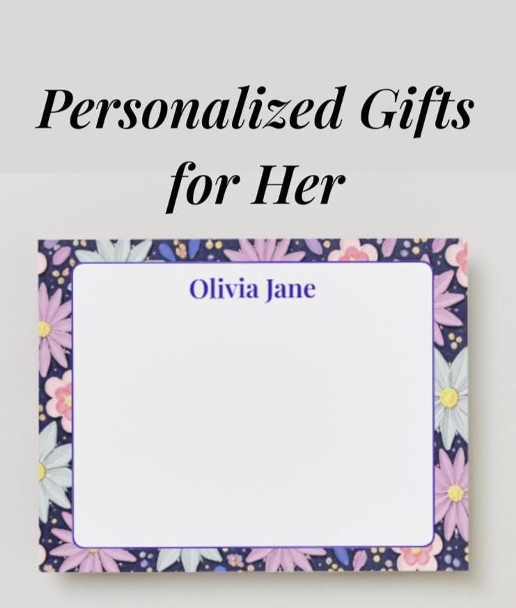 Personalized Floral Stationery Custom Note Card Set Thank You Women ...