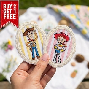 Embroidered Retro Space Ranger Cowboy Patches, Toy Friends Iron-On Patches For Bag, Hat, Shirt, Pastel Cute Toys Patch, Park Trip Gifts
