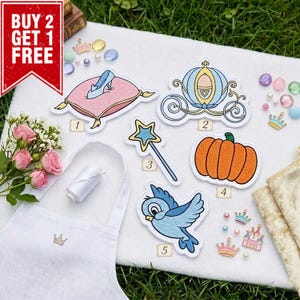 Pumpkin Princess Characters Embroidered Patch, Theme Park Vacation Iron On Patch, Magical Land Castle Badge For Hats, Jacket, Park Trip Gift