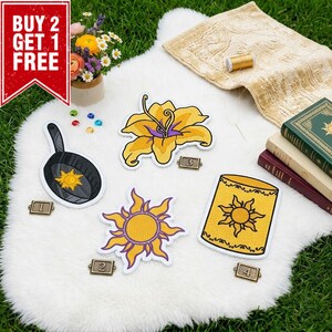 Long Hair Princess Characters Embroidered Patch, Theme Park Vacation Iron On Patch, Magical Land Castle Badge For Hats, Park Trip Gift
